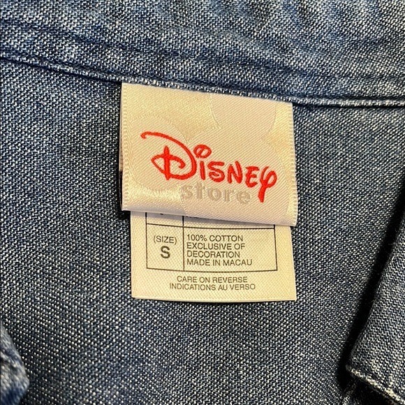 Vintage Disney Button Down Denim Shirt Mickey Mouse Embroidered 90s 00s Small - Picture 3 of 6